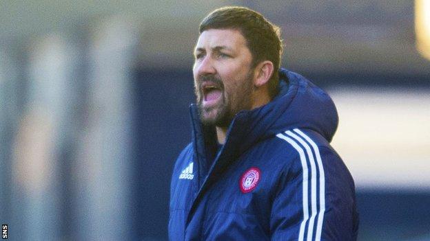 Hamilton boss Martin Canning urges his players on in their Scottish Cup win at Kilmarnock