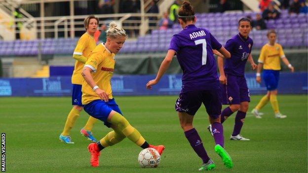 Lana Clelland playing against Fiorentina