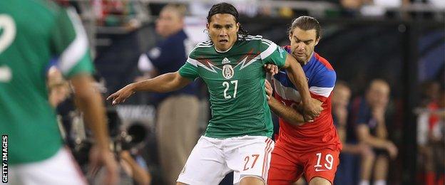 Carlos Pena in action for Mexico against USA