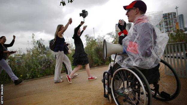 An individual volunteering at the London Paralympics, 2012