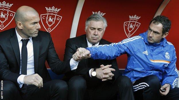 Paul Clement, Zinedine Zidane and Carlo Ancelotti