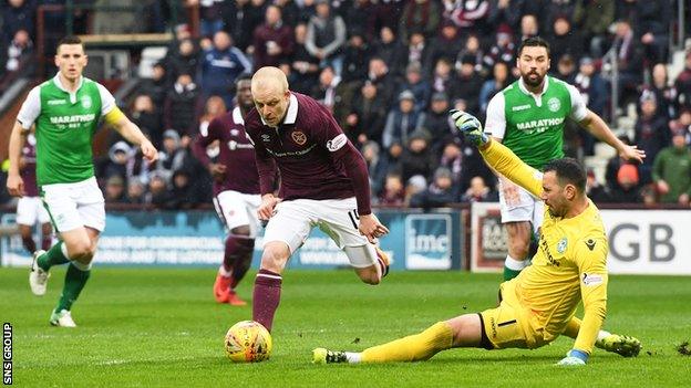 Steven Naismith looked sure to score just a few minutes into his Hearts debut