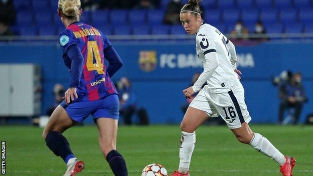 Nicole Billa playing against both Barcelona