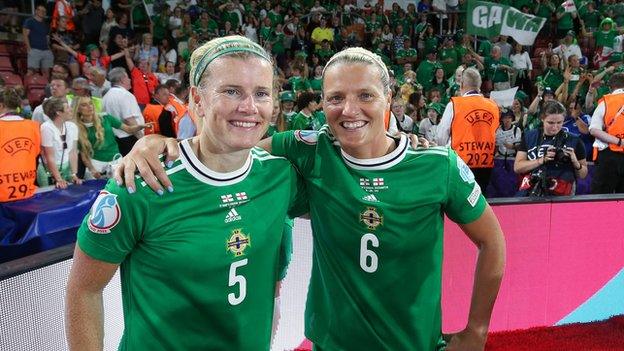 Julie Nelson (left) and Ashley Hutton are Northern Ireland's two most-capped women internationals