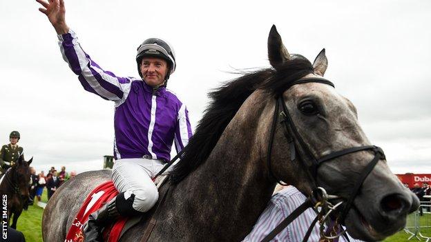 Jockey Seamie Heffernan clinched a third triumph in the Irish Derby