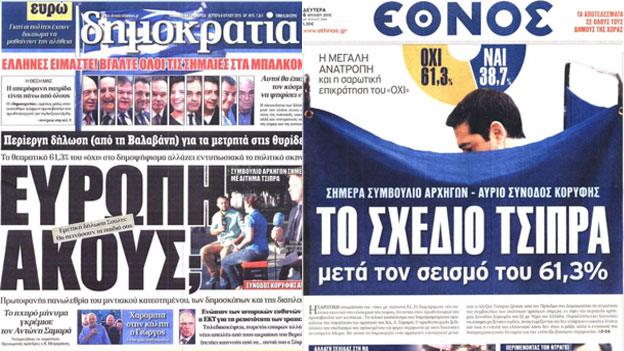 Greek Newspaper Front Pages