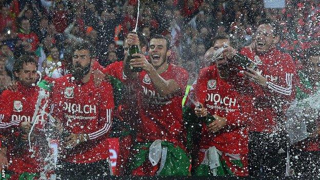 Wales players celebrate