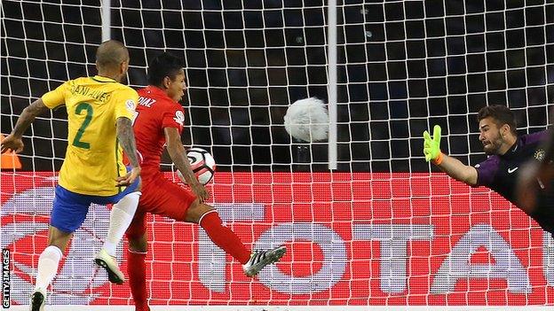 Ruidiaz scoring the winner against Brazil