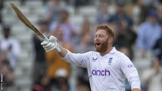 Jonny Bairstow celebrates a century