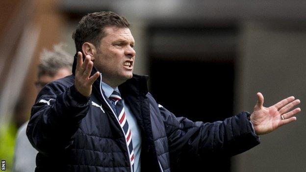 Graeme Murty looks frustrated during Rangers' win over Hearts last Sunday