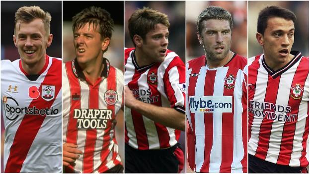 Left to right: James Ward-Prowse, Matt Le Tissier, James Beattie, Rickie Lambert, Fabrice Fernandes