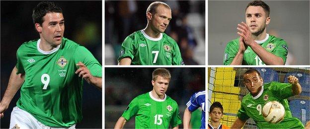 David Healy, Warren Feeney, Josh McQuoid, Jamie Ward and Martin Paterson made up O'Neill's attacking line