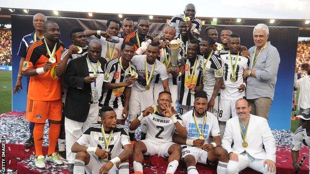 DR Congo's TP Mazembe celebrate winning the Confederation Cup