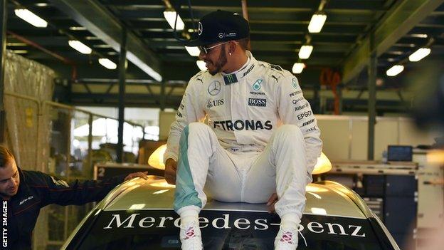 Lewis Hamilton celebrating his pole position in the Austrian GP qualifying.