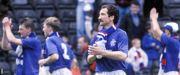 Graeme Souness celebrates as Rangers player-manager