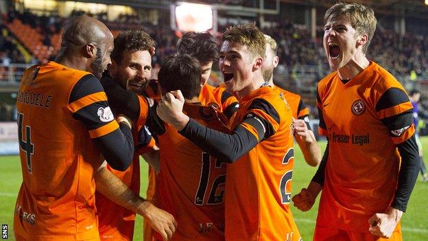 Dundee United players celebrate