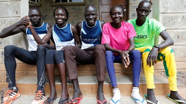 Paulo Amotun Lokoro (1500m athlete), Rose Nathike Lokonyen (800m), Yiech Pur Biel (800m), Anjelina Nada Lohalith (1500m) and James Nyang Chiengjiek (400m)