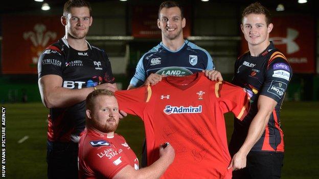 Dan Lydiate, Sam Warburton, Hallam Amos and Samson Lee