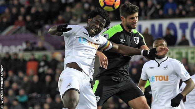 Wilfried Bony came closest to claiming a goal for Swansea