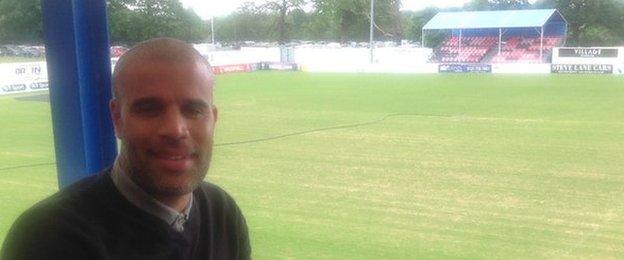 Solihull Moors boss Marcus Bignot at Damson Park