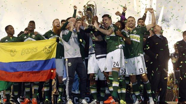 Portland Timbers celebrate winning the 2015 MLS Cup