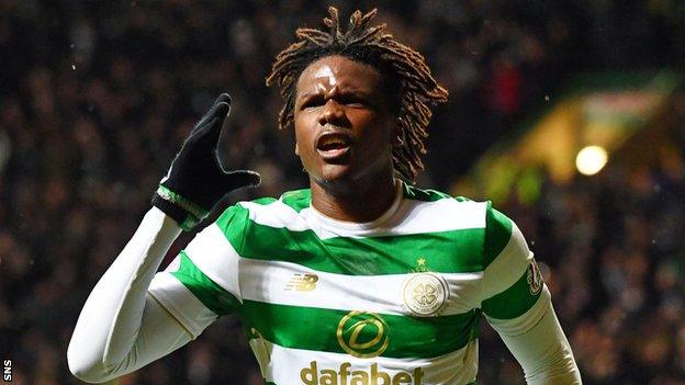 Dedryck Boyata celebrates a goal for Celtic