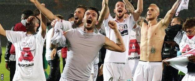 Carpi celebrate promotion to Serie A