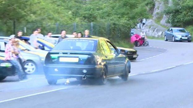 Car racing in Cheddar Gorge