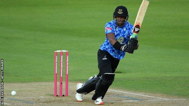 Sussex all-rounder Delray Rawlins had a great game with bat and ball, hitting an unbeaten 62 off 33 balls as well as taking 2-25