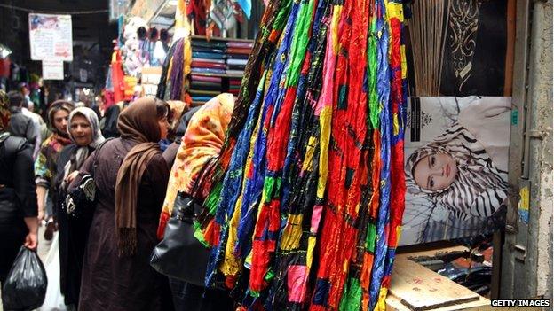 Iranians shop at the main old bazaar in Tehran