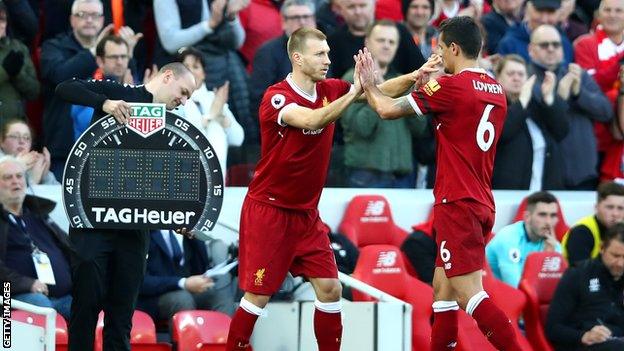 Liverpool's Dejan Lovren is substituted against Bournemouth