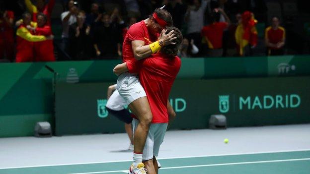 Spain celebrate beating Great Britain