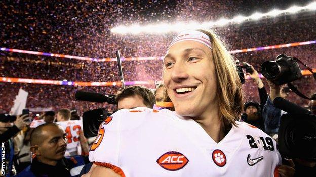 Trevor Lawrence smiles after Clemson win the 2019 national championship game