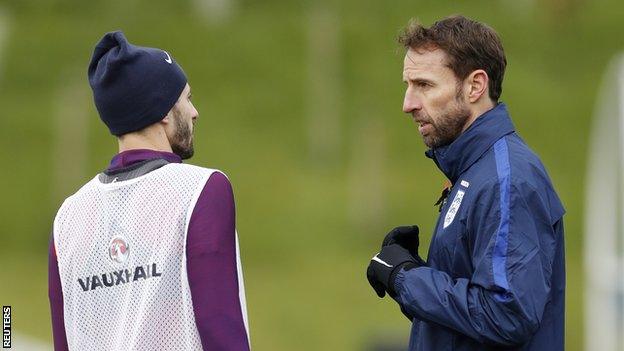 Adam Lallana and Gareth Southgate