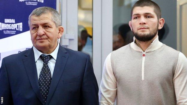 Khabib Nurmagomedov (right) alongside his father Dzhamaludin