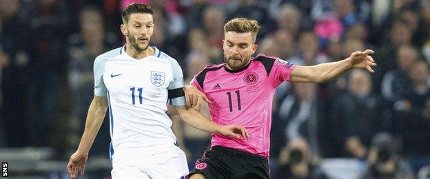 James Morrison (right) in action against England's Adam Lallana at Wembley