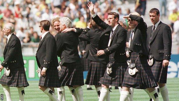 Scotland players in kilts