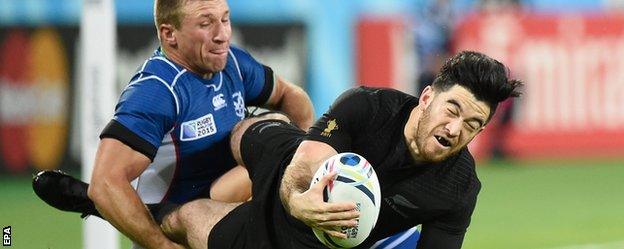 New Zealand's Nehe Milner-Skudder in action against Namibia