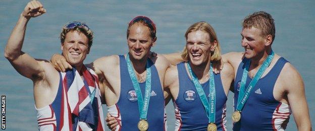 James Cracknell, Steve Redgrave, Tim Foster and Matthew Pinsent win fours gold in Sydney