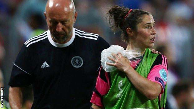 Scotland striker Jane Ross damaged her shoulder during the defeat to England