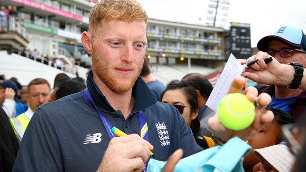 England's Ben Stokes signs autographs