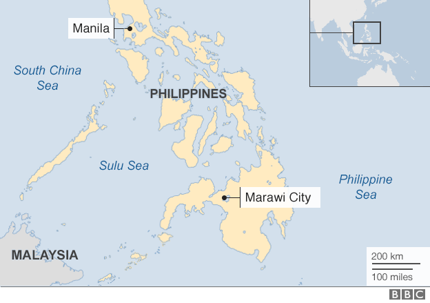 Map of Mindanao in the Philippines