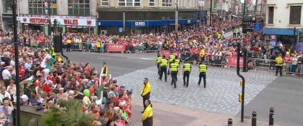 Fans in Cardiff city centre