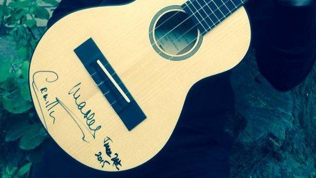 Ukulele signed by Charles and Camilla