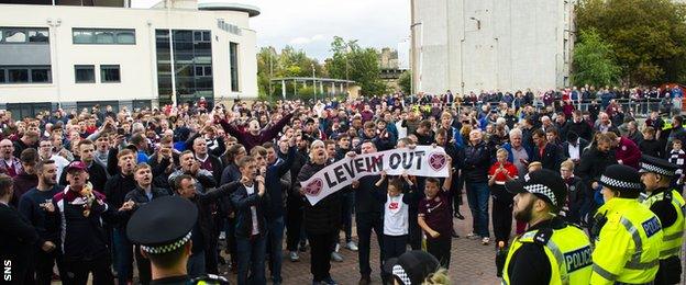 Hearts fans protest