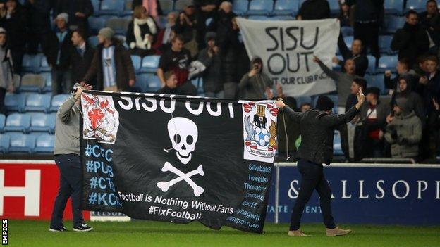 Coventry City fans protest against the club's owners