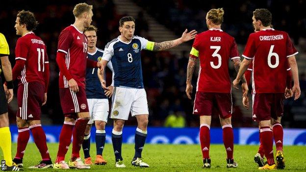 Scott Brown earned his 50th cap against Denmark in March