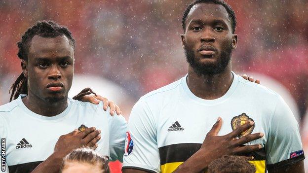 Jordan Lukaku (left) and brother Romelu line-up for Belgium