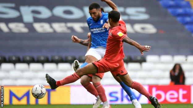 Troy Deeney, who wore the captain's armband having been recalled, fires home his second goal since joining Birmingham