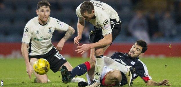 Kostadin Gadzhalov playing for Dundee against Inverness